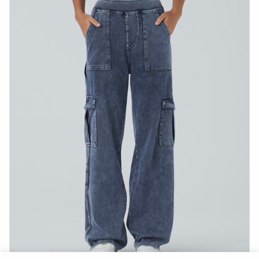 Halara Flex™ Mid Rise Pockets Straight Leg Casual Cargo Jeans